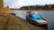 Airboat on banks of Lena River.