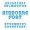 Airborne alphabet vector font. Oblique type letters and numbers.