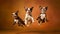 Airborne Delights Playful Boston Terrier Trio Capturing Jumping for Treats. Generative AI