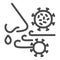 Airborne virus spread line icon. Person breath virus bacteria outline style pictogram on white background. Covid-19