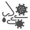 Airborne virus spread solid icon. Person breath virus bacteria glyph style pictogram on white background. Covid-19