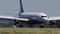 Airbus a 340 after landing on the runway