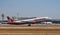 Airbus A320 Laudamotion airliner taking off from palma airport