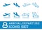 Aircraft or Airplane Icons Set Collection Vector Silhouette Arrivals Departure