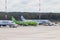 Aircraft at the airport. Aircraft parking. Russia, St. Petersburg, Pulkovo, official spotting on August 15, 2018