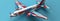 aircraft business white blue plane fly background aeroplane air flight jet. Generative AI.