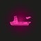 aircraft carrier neon style icon. Simple thin line, outline  of army icons for ui and ux, website or mobile application