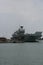 Aircraft carrier on the Portsmouth harbor in United Kingdom