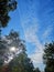 Aircraft condensation trails  â€œ contrailsâ€  condensation on the blue sky under the sun