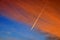 Aircraft contrails on a blue sky