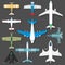 Aircraft different plains top view vector illustration