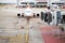 Aircraft docked to a jetway at the airport