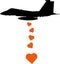 Aircraft dropping love bombs
