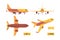 Aircraft flat. Civil aviation planes different views fly symbols vector collection