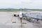 Aircraft at the gate in Airport terminal for boarding passengers