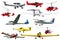 Aircraft, gliders and gyroplanes on white background