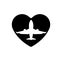 Aircraft in heart icon. A symbol of love. Valentine day with the sign of the small plane. Flat style for graphic and web design, l