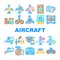 aircraft mechanic aviation icons set vector