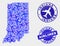 Aircraft Mosaic Vector Indiana State Map and Grunge Seals