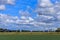 Aircraft over fields and road