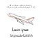 Aircraft Plane Hand Draw Color Vector