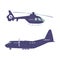 Aircraft or Plane and Helicopter as SWAT Vehicle or Rescue Vehicle and Police Tactical Unit Vector Set