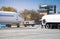 Aircraft refueling with a high pressure tanker. A passenger jet is being refueled from a supply truck. Airport Service