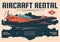 Aircraft rental retro poster, plane pilot training