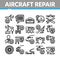 Aircraft Repair Tool Collection Icons Set Vector