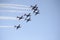 Aircraft smoke formation, front down view