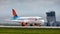 Aircraft Sukhoi Superjet 100 RA-89093 of Azimuth Airlines performs landing at the airport Platov. Spotting at the airport Platov.