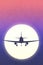 Aircraft Sunset Silhouette Illustration on textured background