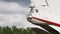 Aircraft tail. Aircraft fuselage tail, turbines and wings. Rear view detail of a tail of private airplane. Jet engine