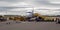 Aircraft and travellers at Kiruna Airport, Lapland, Sweden.