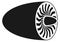 Aircraft turbine icon. Rotating engine black blades