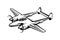 Aircraft war world 2 illustration in monochrome design