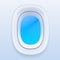 Aircraft Windows with Blue Sky, Airplane Vector