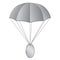 Airdrop concept parachute with coin isolated on white.