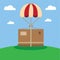 Airdrop package delivery in flat illustration vector