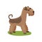 Airedale dog, purebred pet animal standing on green grass colorful Illustration