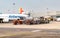 AirEuropa Aircraft preparation for departure in the Milan-Malpensa International Airport.