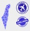 Airflight Composition Vector Israel Map and Grunge Stamps