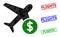 Airflight Price Triangle Icon and Scratched Flights Simple Watermarks