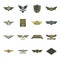 Airforce navy military logo icons set, flat style