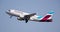 Airline Eurowings Airlines plane take off from the runway at Barcelona El Prat airport. Board number D-ABGP