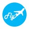 The airline logo on blue background