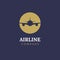 Airline logo plane travel icon. Airport flight world aviation. Aircraft business tourism logo