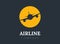 Airline logo plane travel icon. Airport flight world aviation. Aircraft business tourism logo