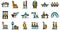 Airline passengers icons set vector flat