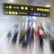 Airline passengers inside an Airport